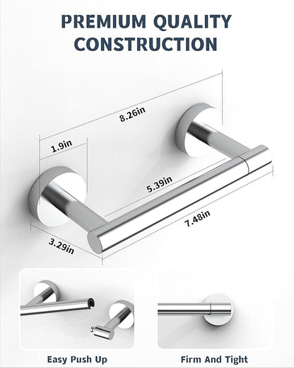 Polished Finish Toilet Paper Holder SUS304 Stainless Steel Double Post Pivoting Toilet Paper Roll Holder Wall Mounted Toilet Tissue Holder for Commercial Bathroom RV