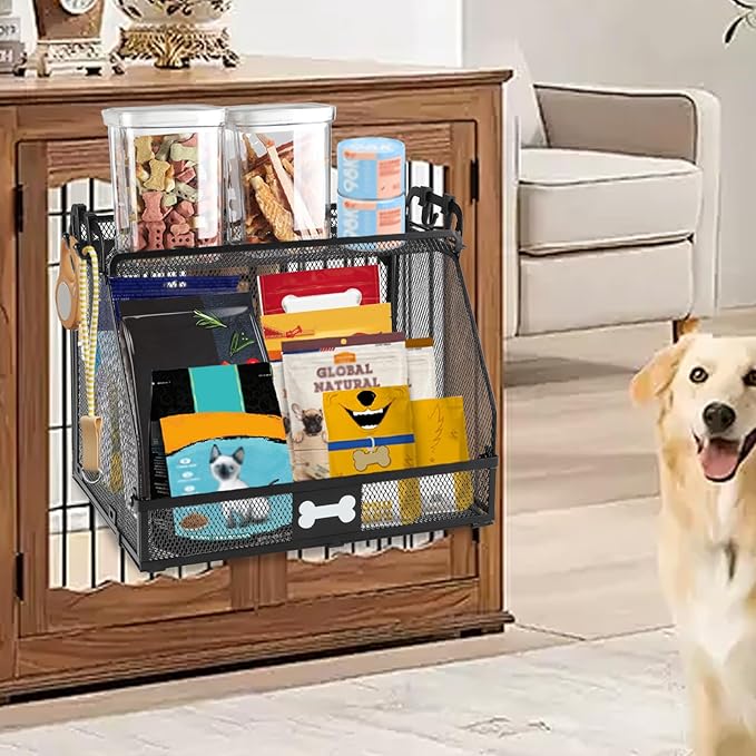 Large Metal Dog Toy Basket, Multifunctional Basket for Dog Toys Storage Organizer, Treats, Collars, Can Hold Leashes, Living Room Storage Box Bin for Dogs Supplies– Durable & Chewproof
