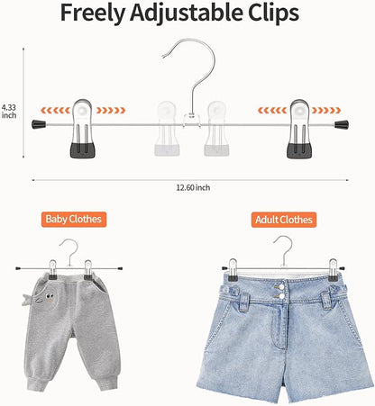 IEOKE Pants Hangers with Clips: 20 Pack Skirt Hangers for Women Metal Adjustable Trouser Hangers for Jeans Shorts Dress - Black