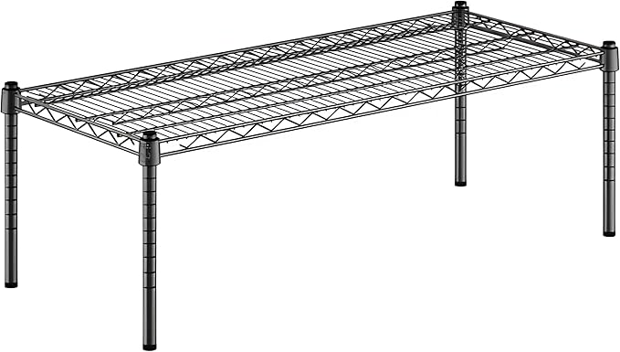 18" x 42" x 14" Black Epoxy Wire Storage Shelf, Dunnage Rack, Commercial 1 Tier Small Shelf