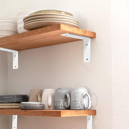 L Floating Shelf Brackets,4 Pack Heavy Duty L Brackets for Shelves, L 5" X H 4" White Metal Countertop Support Brackets,Wall Mounting for Wood