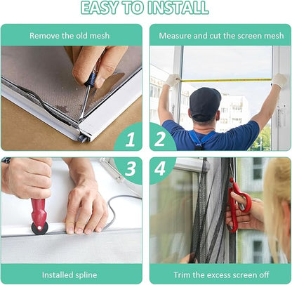 48x102 Inch Window Screen Replacement, DIY Adjustable Pet-Proof Patio Screen, Anti-Mosquito Window Screen Mesh for Porch and Sliding Doors