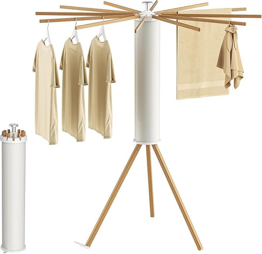 Tripod Clothes Drying Rack, Garment Rack Portable and Foldable Space Saving Laundry Drying Rack - Dryer Rack Clothing Floor Folding Balcony Bedroom Household