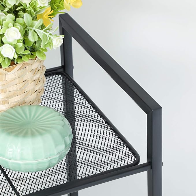 SONGMICS 3-Tier Storage Rack, Bathroom Shelf, Extendable Plant Stand with Adjustable Shelf, for Bathroom, Living Room, Balcony, Kitchen, Black UBSC33BK