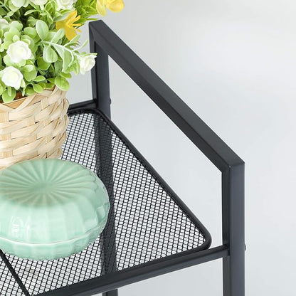 SONGMICS 3-Tier Storage Rack, Bathroom Shelf, Extendable Plant Stand with Adjustable Shelf, for Bathroom, Living Room, Balcony, Kitchen, Black UBSC33BK