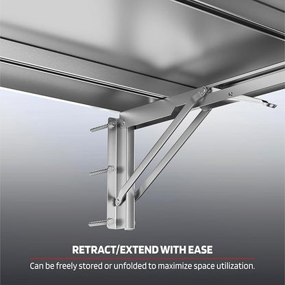 1.3x4FT Adjustable Garage Shelf Wall Mounted Fold Down Shelf Metal Heavy Duty Sliver 1Pack