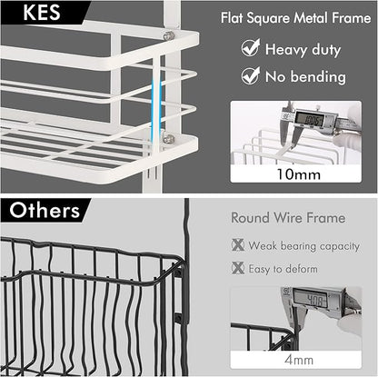 KES Ironing Board Hanger, Over The Door Ironing Board Holder, T-Leg Ironing Board Door Hanger for 1 3/4" Door, Metal Iron Holder White, HIR500B-WH