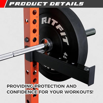 RitFit 2.36'' x 2.36'' Folding Squat Rack for Home Gym, Wall Mounted Squat Rack with Attachments - Space Saving Squat Power Rack