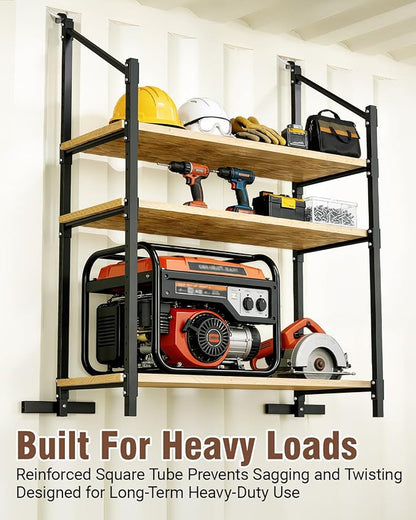 Heavy Duty Shipping Container Shelving Brackets, 3-Layer Cargo Container Shelves Shelf for DIY Storage System, Steel Rack Support for Tools Equipment Garage Farm Workshop, Sets of 4