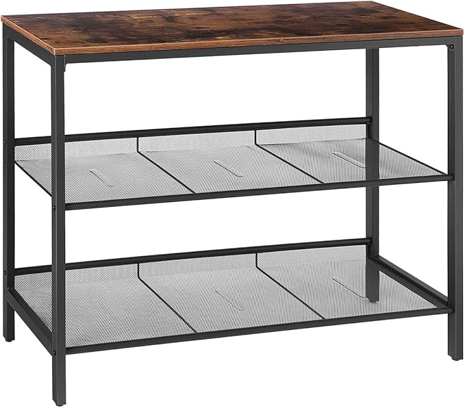 HOOBRO Console Table, Sofa Table with 2 Flat or Slant Adjustable Mesh Shelves, Hallway Table and Sideboard in Entryway, Living Room Corridor, Easy Assembly, Industrial, Rustic Brown and Black BF01XG01