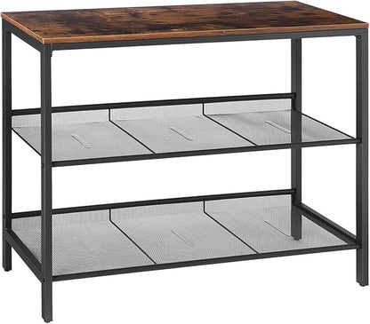 HOOBRO Console Table, Sofa Table with 2 Flat or Slant Adjustable Mesh Shelves, Hallway Table and Sideboard in Entryway, Living Room Corridor, Easy Assembly, Industrial, Rustic Brown and Black BF01XG01