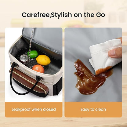 LOVEVOOK Insulated Lunch Bag Women,Wide Opening Adult Lunch Box Women,Leakproof Cooler Bag for Work Picnic Beach Family College,Lunch Teacher Tote Bag with Adjustable Shoulder Strap and Cup Holder