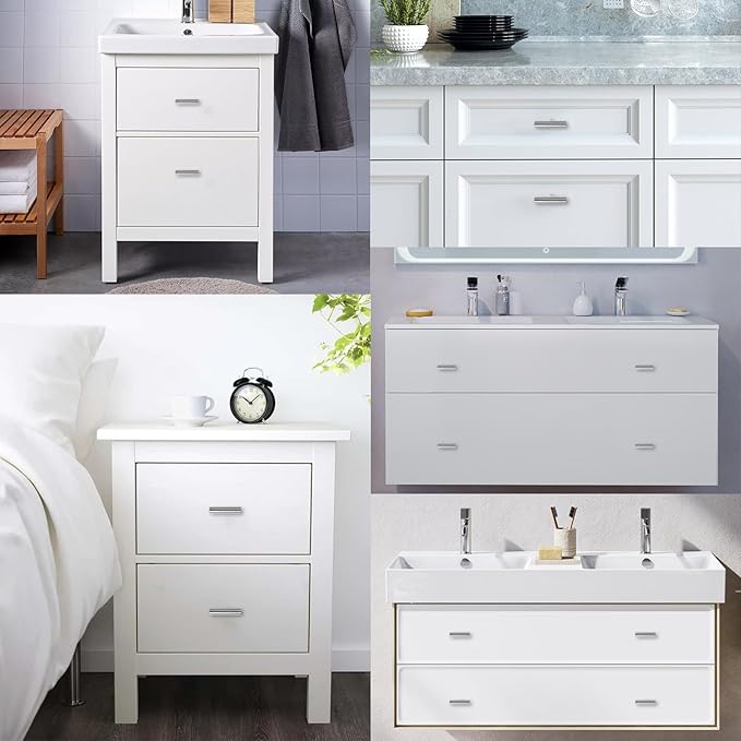 Romeda 12 Pack Silver Cabinet Knobs, 2in Single Hole Cabinet Hardware with Screws 1in & 1.5in, Drawer Pulls (Silver) for Kitchen Bedroom Bathroom Furniture