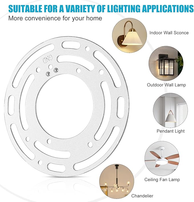 4 Pack Universal Light Fixture Mounting Bracket, 4 Inch Diameter Ceiling Light Mounting Bracket, Round Steel Light Crossbar Plate with Screws & Nuts for Ceiling Fan, Pendant Light, Wall Sconces