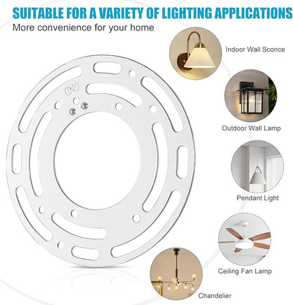 4 Pack Universal Light Fixture Mounting Bracket, 4 Inch Diameter Ceiling Light Mounting Bracket, Round Steel Light Crossbar Plate with Screws & Nuts for Ceiling Fan, Pendant Light, Wall Sconces