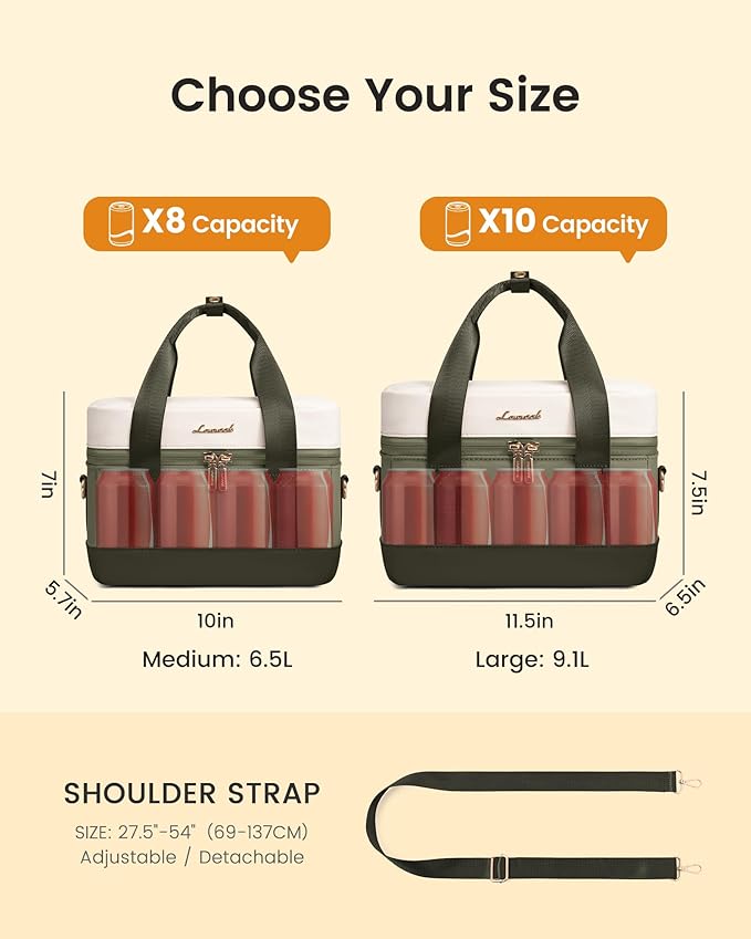 LOVEVOOK Insulated Lunch Box for Women Men, Reusable Lunch Bag with Large Capacity, Leakproof Cooler Lunch Tote for Work, Office, Outdoor Use, Light Green-beige-Dark olive Green