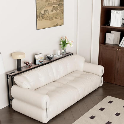 Aduanbang 78.7 inch Narrow Console Table with Outlet, Sofa Table Set of 2, Behind Couch Table, Long Entryway Tables with Charging Station, for Living Room, Rustic Brown