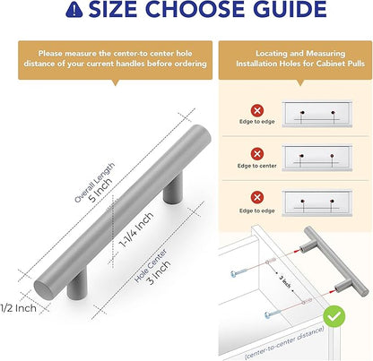 Ravinte 30 Pack | 5 Inch Cabinet Pulls Grey Stainless Steel Kitchen Drawer Pulls Cabinet Handles 5 InchLength, 3 Inch Hole Center