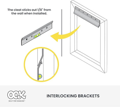 OOK French Cleat, Picture and Mirror Hanger with Hardware, 100lb, Aluminum, 533208
