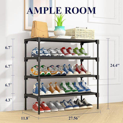 Kitsure Shoe Rack - Non-Woven Shoe Rack Shelf, Shoe Organizer for Closet, Entryway, Garage & Corridor, Stackable Shoe Shelves, X-Large, Black