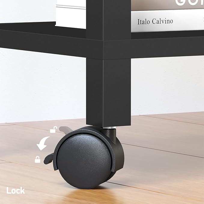 TUTOTAK 3 Tier Printer Stand, Rolling Printer Cart with Power Outlets and USB Ports, Mobile Printer Table with Wheels, for Under Desk, Office, Home, Greige PS02BK001