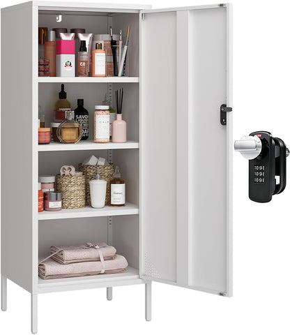 Metal Lokcer Cabinet (White, 19.69" D x 15.75" W x 49.21" H)