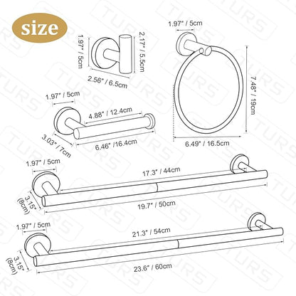 TURS Brushed Gold 8 Piece Bathroom Hardware Set, SUS304 Stainless Steel 24 Inch and 20 Inch Bath Towel Bar Set, Round Bathroom Accessories Kit Wall Mounted