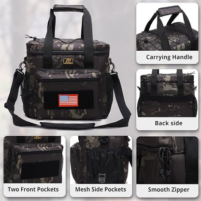 Lunch Box for Men, Tactical Lunch Bag MOLLE Webbing Leakproof Insulated Large Lunch Cooler Women Adult Meal with Adjustable Shoulder Strap Durable Lunch Pail (Camo-Black)