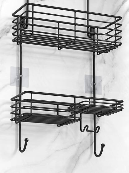 SMARTAKE Hanging Shower Head Caddy, Rustproof Bathroom Shower Shelf Organizer, SUS201 Stainless Steel Over The Storage Rack, for Toilet, Bathroom, Black