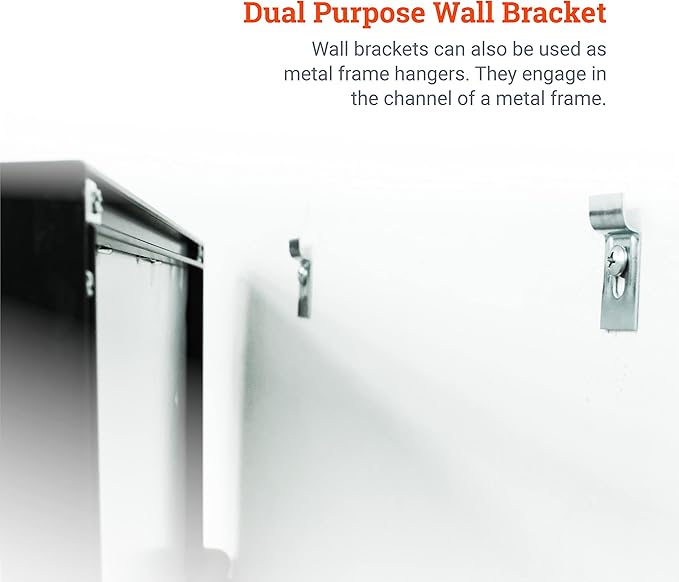 PHS Picture Hanging Security Brackets - 100 Pack - Anti Theft Hangers Earthquake Proof Hardware Kit with Hanging Tool for Picture Frame Brackets Wall Mount