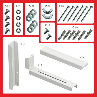 AVF Steel Universal Wall-Mounted Microwave Brackets in White (Set of 2)