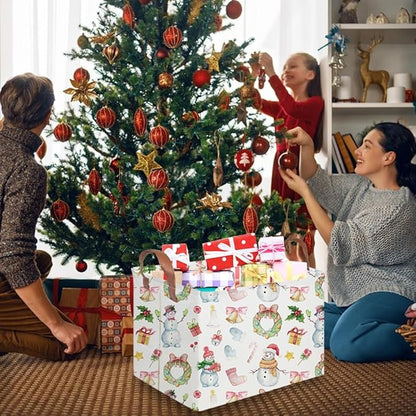 Rectangular Christmas Basket,Waterproof and foldable Tree Basket Baby Storage Bin,kids room storage baskets,New Year decor,Boy and Girls Christmas Room Decor(Bell Christmas)