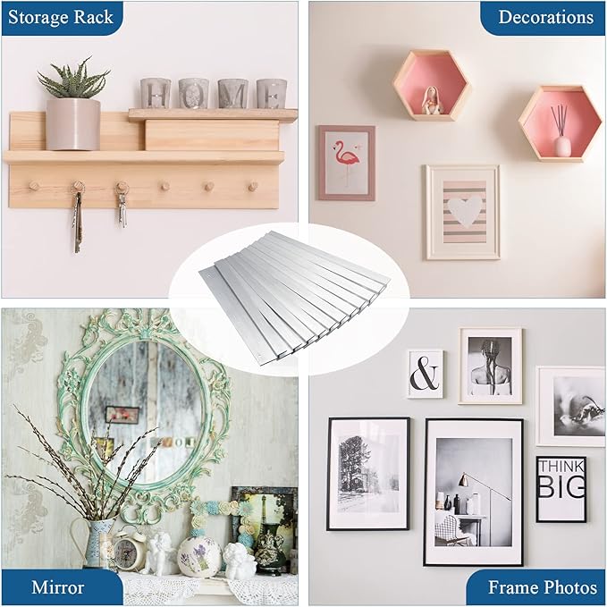 6 Pack French Cleat Hanger Headboard Wall Mounting Brackets Cleat Picture Hanger Kit Z Bar Supports with Plastic Expansion Tube Screws Silicone Dots for Picture Mirror Whiteboard (12 Inch)