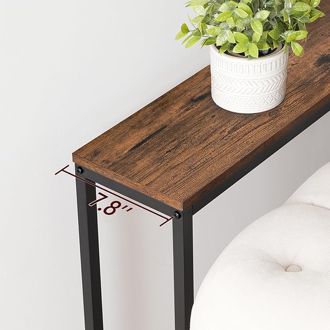 78.7" Console Table with Power Outlet, Narrow Sofa Table, Industrial Entryway Table with USB Ports, Behind Couch for Entryway, Hallway, Foyer, Living Room, Rustic Brown CTHR20E01