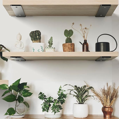 HEART ART Floating Shelf Bracket 12 Inch,4 Pack Heavy Duty Shelf Brackets,L Brackets for Shelves Black,12”L x 1.6”H x1.6”W