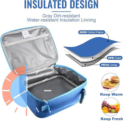 Genteen Lunch Box Kids,Insulated Lunch Bag Kids Boys Girls,Soft Bag Small Cooler Back to School Thermal Meal Tote Kit Lunch Box for School,Work,Outdoor (Blue)