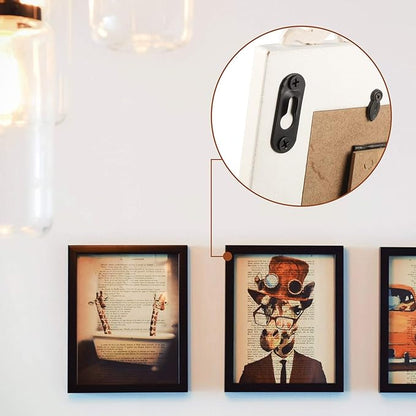 Hotop 40 Pieces Single Keyhole Picture Frame Hanger with 80 Pieces Screws Metal Keyhole Hanging Fasteners Brackets for Mirror Frame Cabinet, 43 x 16 mm(Black)