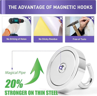Neosmuk Magnetic Hooks, Cruise Ship Essentials, 100lb+ Heavy Duty Magnetic Hooks for Cruise Cabins, Refrigerator, Grill, Hanging, and Travel | Extra Strong Must-Haves Magnet Hook,Gold