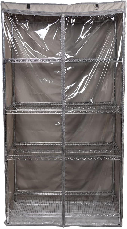YLOVAN Storage Shelf Cover Wire Rack Shelving Dust Protective, Fits Racks 36''Wx19''Dx72''H One Side See Through Panel (Cover only)