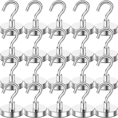 DIYMAG Magnetic Hooks, 85 LB Heavy Duty Strong Magnet with Hook, Rare Earth Neodymium Magnets for Hanging, Magnetics Hanger for Curtain, Home, Kitchen, Workplace, 20 Packs