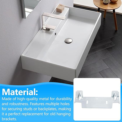 382430-1120A Steel Hanging Bracket Wall Hung Sink Bracket for Wall-Mounted Sink, Featuring Multiple Holes for Securing the Threaded Stud Backplate (1 Pack)