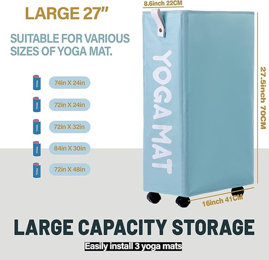 Twira Yoga Mat Storage Racks, Home Gym Storage Rack for Foam Roller, Yoga Strap and Resistance Bands, Workout Equipment Corner Storage Organizer with Wheels