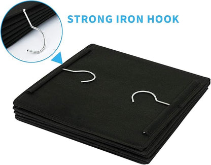 2 Pack Hanging Closet Organizer, 5 Shelves Hanging Storage with 6 Side Pockets for Clothes Shoes, 43"x12"x12"(Black)