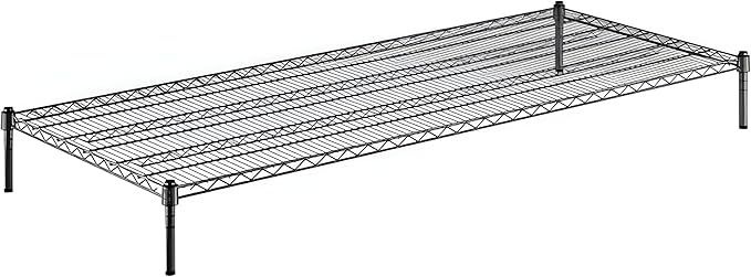 30" x 72" x 8" Black Epoxy Wire Storage Shelf, Dunnage Rack, Commercial 1 Tier Small Shelf