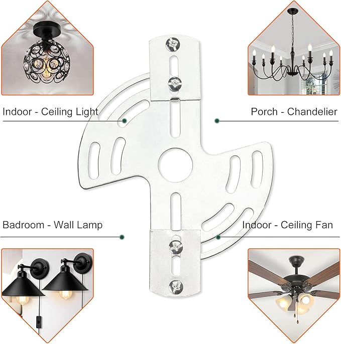 Qc Lighting Adjustable Crossbar with Screws and Nuts, Multifunctional Ceiling Light Bracket Light Fixture Crossbar Plate for Mount Wall Light, Close to Ceiling Light, Chandelier