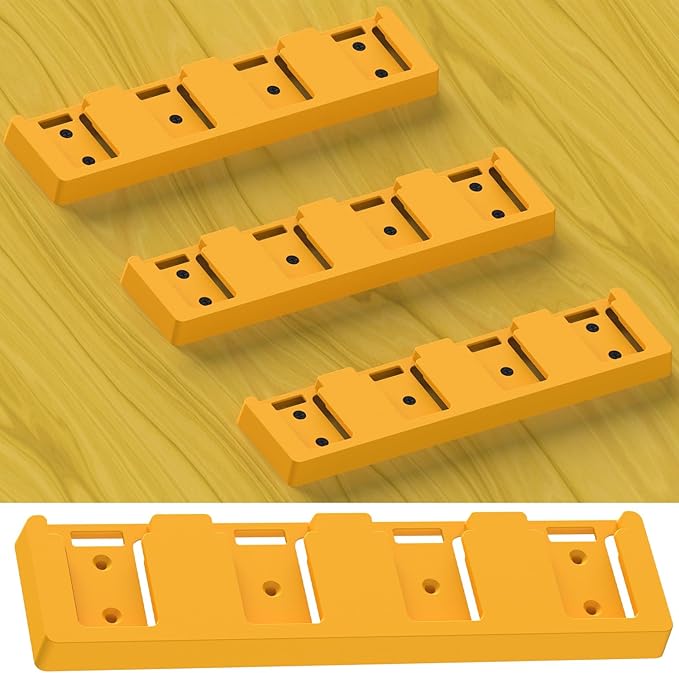 Battery Rack Compatible with DeWalt 20V Battery Holder, Mount 4 Slot Bulk Battery Garage Tool, Tools for Dewallt 20v , Wall Display Hook Holder (Black-4pc)