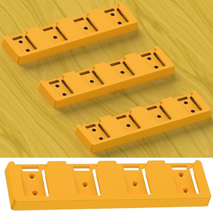 Battery Rack Compatible with DeWalt 20V Battery Holder, Mount 4 Slot Bulk Battery Garage Tool, Tools for Dewallt 20v, Wall Display Hook Holder (Yellow-2pc)