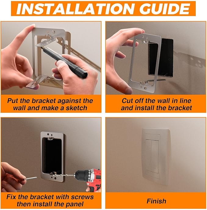 30 Pcs Low Voltage Mounting Bracket 1 Gang,Single Gang Drywall Brackets,Low Voltage Box Brackets for Drywall Outlet Cable Pass Through Wall Plates,Fixing Loose Outlets or Adding New Outlet