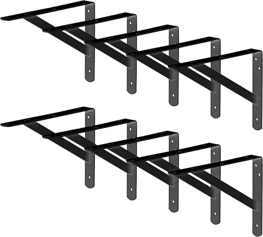Decko Products 49144-10 Heavy-Duty Shelf Bracket, 10.5-Inch X 7.5-Inch, Black, 10-Pack