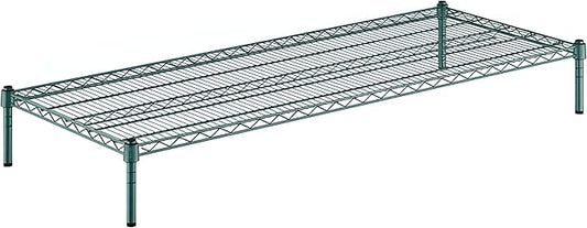 24" x 60" x 8" Green Epoxy Wire Storage Shelf, Dunnage Rack, Commercial 1 Tier Small Shelf